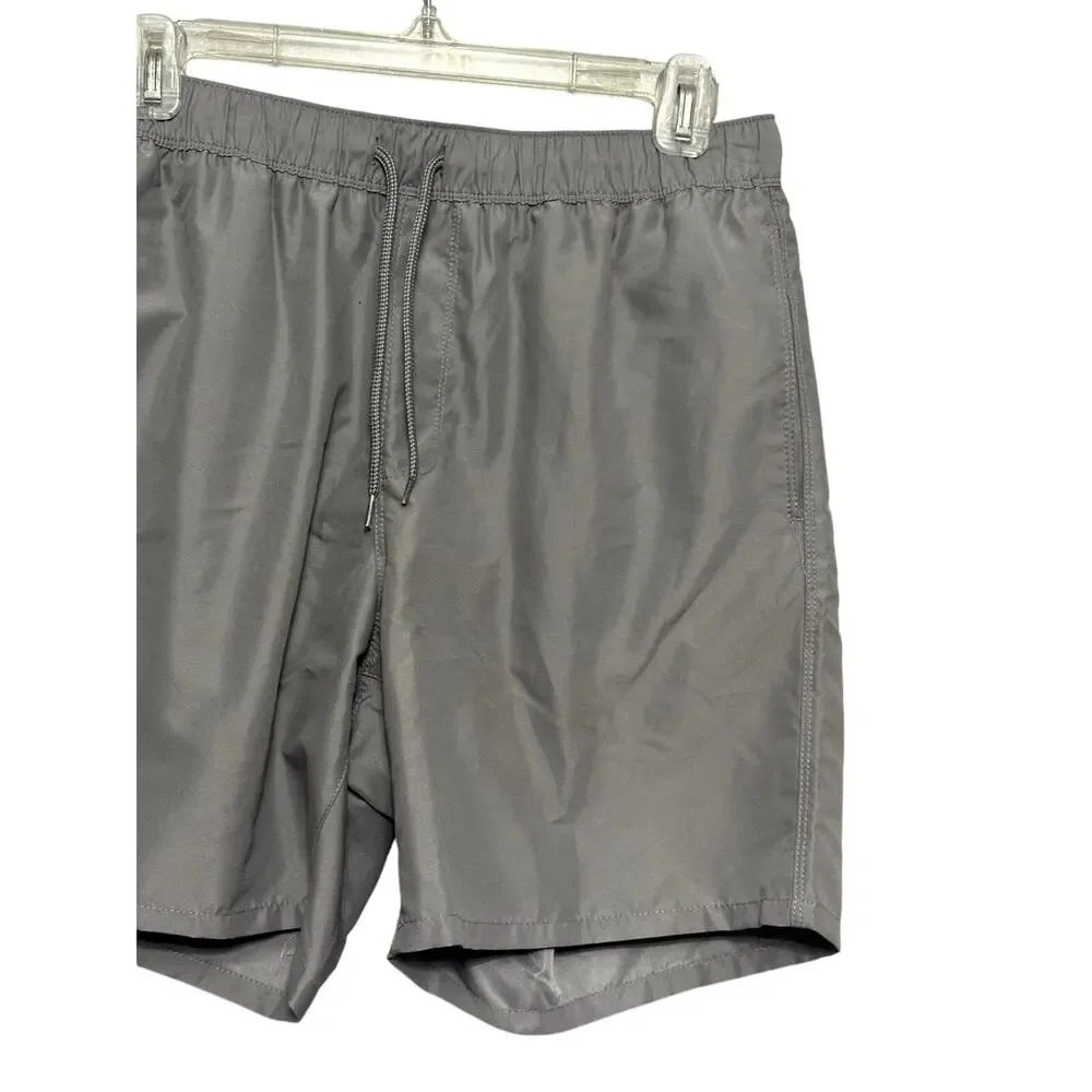 ASOS Swim Trunks Elastic Waistband Quick-Dry Adjustable Drawstring Gray 34 NWT